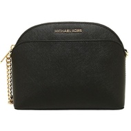 Michael Kors EMMY Black Scratch-Resistant Leather Gold Shell Crossbody Bag