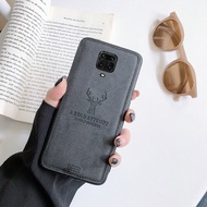 สำหรับ Xiaomi Redmi Note 9 / Note 9S / Note 9 Pro เคสโทรศัพท์เลียนแบบผ้า Elk Deer ที่ใช้ตกแต่งภายนอก