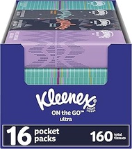 Kleenex Pocket Pack Facial Tissue, Pack of 16- Designs May Vary