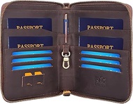 Lorenzo Full Grain Leather Family Passport Wallet for 4, Large Travel Document Organizer for Exquisi