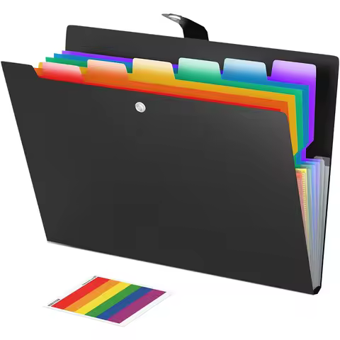 7-layer A4 classification folder, button closure, multi-purpose storage bag, suitable for school, bi
