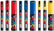 Posco Marker Sanetomo Posca Marker Acrylic Paint Pens Primary Color Set(Red, Blue, Yellow) 3 Color Set Of 9 Pens PC-3M/PC-5M/PC-8K Fine/Medium/Chisel