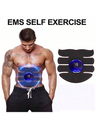 腹肌訓練器，腹肌貼片，肌肉訓練器，適用於男女的身體肌肉EMS按摩器，附遙控器 - 在家鍛煉你的腹肌，臀部和臀部 - USB可充電