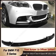 Carbon Front Bumper Lip Diffuser Splitters Body Kit Aprons Cover For BMW F10 5 Series 528i 535i 550i
