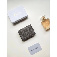 Dior Gray Logo Striped Wallet