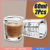 Espresso Cup 2pcs 60ml Espresso Shot Glass Transparent Coffee Measuring Cup with Scale