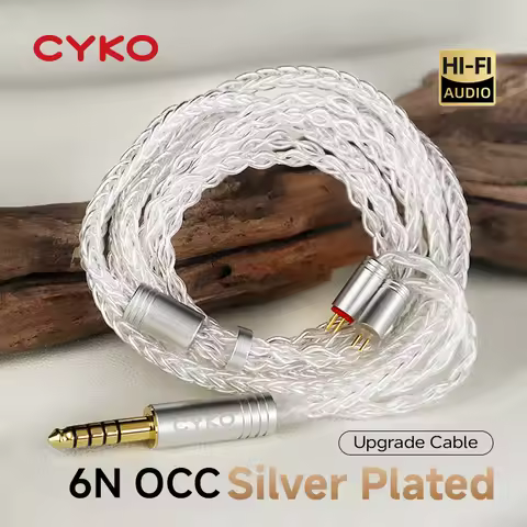 CYKO HIFI Earphone Cable 8 Core 6N Single-Crystal Copper Silver-Plated Cable 3.5/4.4mm MMCX/0.78mm 2