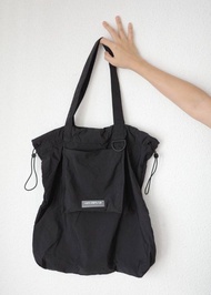 READY PRELOVED BTV Beyond The Vines Drawstring Toggle Tote Black Colour