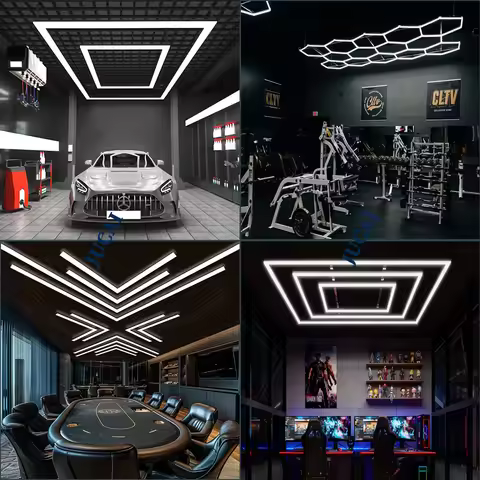 Hexagon LED Lights 6500K Daylight Honeycomb Ceiling Lamp High Bright for Garage Workshop Car Detail 