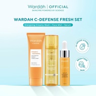 Wardah C-Defense Fresh Set - Energizing Creamy Wash + Face Mist + Serum - Hi-Grade Vitamin C, Bright