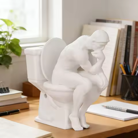 Cross-Border Parody Style Thinker on Toilet Creative Figurine For Desktop Fun Decoration Scenario