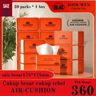 [20 PACKS]SHOUWEN Air Cushion Tissue 4-ply Soft Facial Tissues 7200 sheets Face Tissue 175x175mm