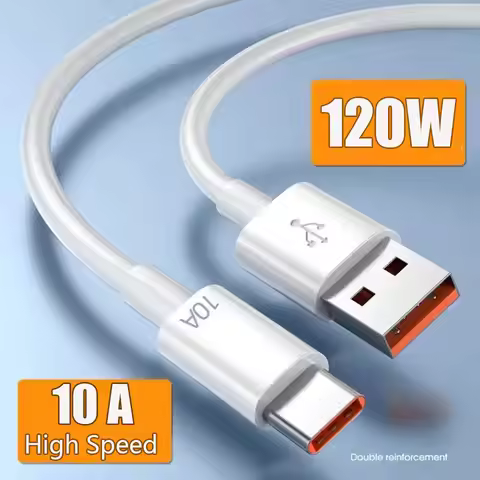 10A 120W USB A To Type C Super Fast Charging Cable Data Cord USB A to USB C for Huawei 30 Xiaomi Red