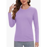 T-Shirt Plain Quick Dry Microfiber Sports T-Shirt For Women Long Sleeve Round Neck Size XS-XL