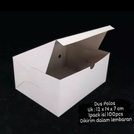 (100pcs) Dus Polos 12 x 14 / Box Kotak Kue Snack Roti Kardus 12x14