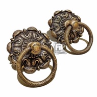 Antique brass gebyok house door pull Handle G15 d.8cm