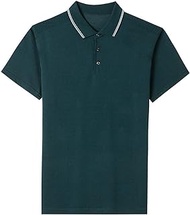 WZHZJ Fashion Men Polo Shirt Cotton Short Sleeve Solid Summer Thin T-shirts Casual Button Collar Basic Polo Shirt for Man (Color : Green, Size : XXXL code)