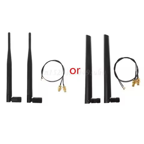 2x 6dBi 2.4GHz 5GHz Dual Band WiFi Router Network Card RP-SMA Antenna 2 x U.fl IPEX Cable N8S5 Rando