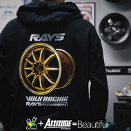 ATTITUDE Japan JDM Modified Car RAYS Hub CE28N TE37 RE30 Hooded T-Shirt Sweatshirt