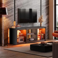 Stand For 65-inch Tv, 58-inch Entertainment Center With Adjustable Glass Shelves, Modern Media Conso