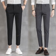 Men'S Slim Fit Korean Style Loose Pantscasual Loose Button Trousers Nine Point Casual Suit Pantssoli