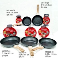 Yoshikawa MARBLE Flat FRY PAN/Egg PAN 16,18,20,22,24,26,28CM
