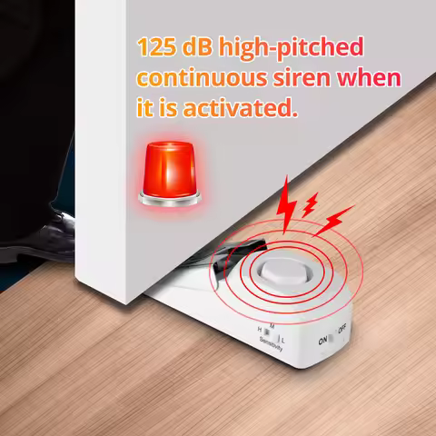 FUERS Wireless Door stop Alarm System125dB Loud Home Security Anti-Theft Door Block System Portable 