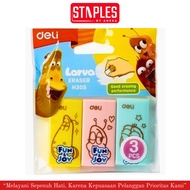 Pencil Eraser Pack of 3 Deli Eraser H305 Deli Larva School Eraser/