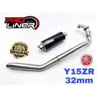 Yamaha Y15ZR V1 V2 Original Proliner Exhaust Full System Muffler 32mm with Piping Y15 Ysuku Ekzos Pi