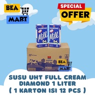 [ INSTANT ONLY ] Susu Diamond Full Cream 1 Liter 1 Dus isi 12 Pcs | Susu UHT Putih Plain Tawar Karto
