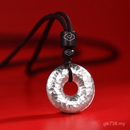 Pendant Safe Buckle Hammer Pattern 999 Pendant Transfer Beat Pure Silver Handmade Silver Solid Neckl