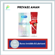 Kondom Durex Invisible isi 10 pcs FREE Sutra Lubricant 30ml Pelumas Pria Tahan Lama
