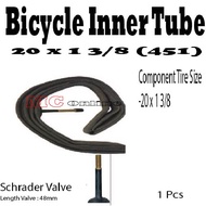Folding Bike Inner Tube 451 (20 x 1 3/8) FV60mm – Durable Rubber Tube