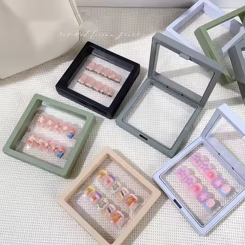 10 Pieces PE Film False Nail Tips Packaging Box Press On Wearing Armor Acrylic Display Box Nail Tips