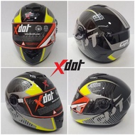 XDOT G2500 GP TECH IV YELLOW FULL FACE L SIZE 60CM ABS-PC HELMET WITH POLY CARBORNATE 3D DOUBLE VISOR ( SIRIM APPROVED )