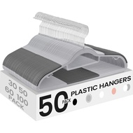 SONGMICS Pack of 50 Coat Hangers, Space-Saving Plastic Clothes Hangers, Non-Slip, 0.2 Inches Slim, 1