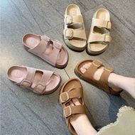 Hot Air Boken Sandals Thick Bottom Sandals Womens Summer Outdoor Wear 2024 New Leather Soft Bottom F