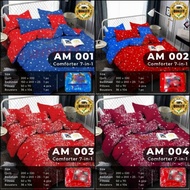 CADAR SET 7 IN 1 AM / WITH COMFORTER ( SELIMUT) +BEDSHEET ( SUPER QUEEN)