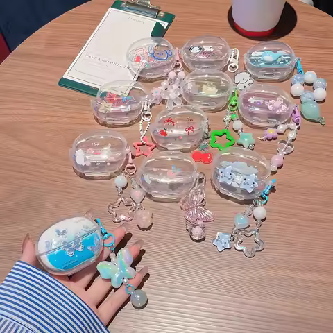 Earbuds Case For Lenovo LP40 Pro LP5Pro Wireless Bluetooth Charging Box Cartoon Cherry Bow Rabbit Wi