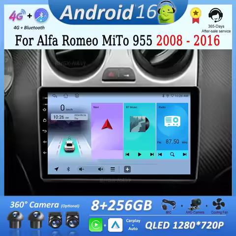 for Alfa Romeo MiTo 955 2008 2009 2010 - 2016 Android 16 Car Video Multimedia Player Navigation GPS 