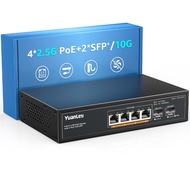 YuanLey 6 Port 2.5G PoE Switch Unmanaged, 4 x 2.5G Base-T PoE Ports, 2 x 10G SFP, IEEE802.3af/at, 78