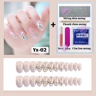 Fake NAILS with rhinestones and long pointed glue YOU NAILS Yx-02