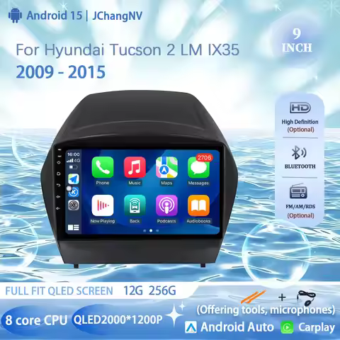 Android15 Carplay WIFI 4G 9” For Hyundai Tucson 2 LM IX35 2009 - 2015 Car Radio Navigation GPS Multi