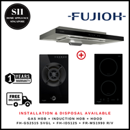 FUJIOH FH-GS2515 SVGL DOMINO GAS HOB 1 BURNER + FH-ID5125 DOMINO INDUCTION HOB + FR-MS1990 R/V 900MM SUPER SLIM COOKER HOOD - 1 YEAR WARRANTY