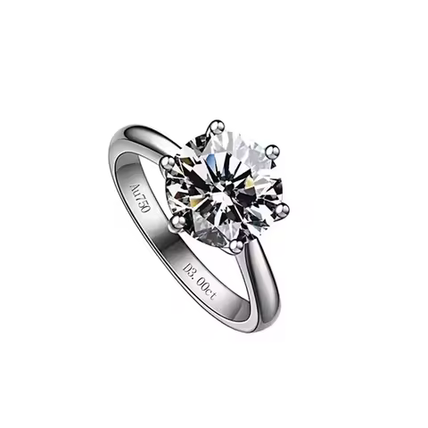 JEWELLWANG 18K Pure Gold Lab Grown Diamond Ring for Women 0.5-3.0ct D VVS Engagement/Wedding/6 Claws