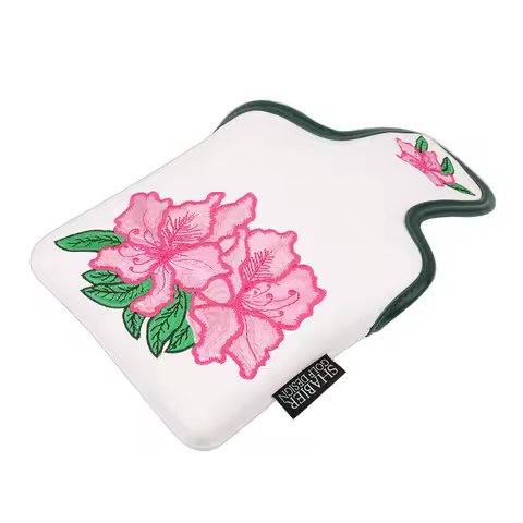 White PU Leather Azalea Embroidered Golf Club Large Mallet Putter Cover