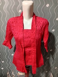 Kebaya Wanita Ld 90-100 Warna Merah Bordir Bunga Kain Satin