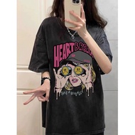 （✨24Hour shipping✨）Maise STUDIOUnisex American retro loose casual hot girl print pattern pure cotton
