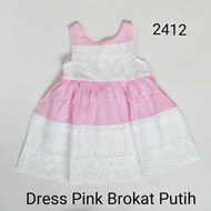 Pink white brocade Dress 2412