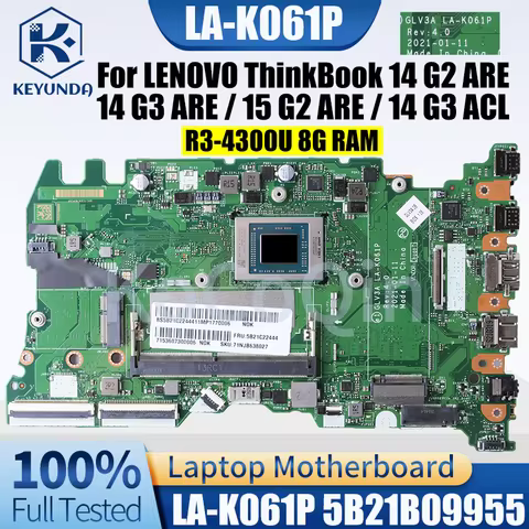LA-K061P For LENOVO ThinkBook 14 G2 ARE 15 G2 ARE 14 G3 ACL Notebook Mainboard 5B21B09955 R3-4300U 8
